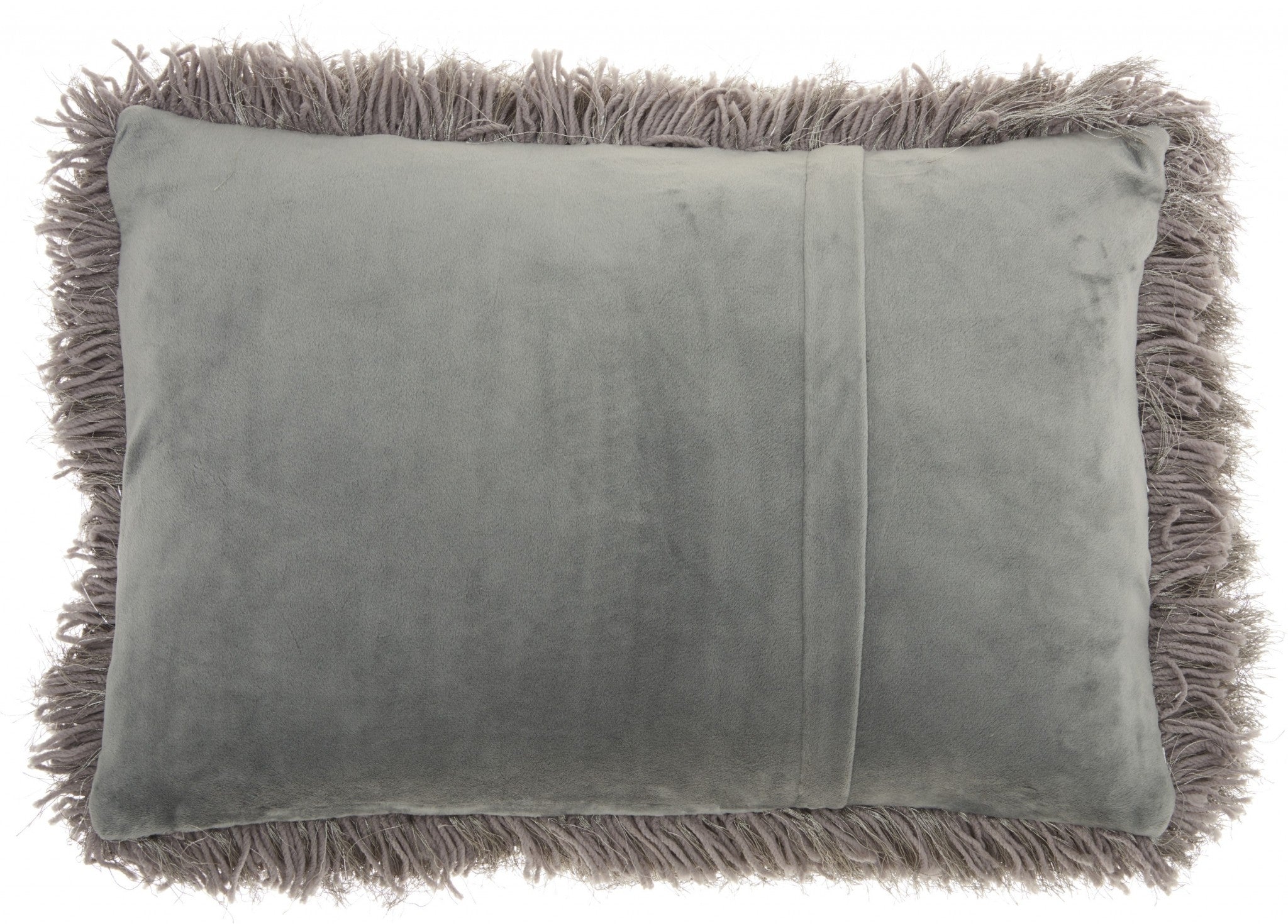 14" X 20" Slate Gray Faux Fur Throw Pillow