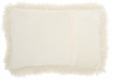 Cream Super Shaggy Throw Pillow