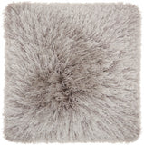 Plush Grey Shag Accent Throw Pillow