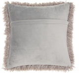 Plush Grey Shag Accent Throw Pillow