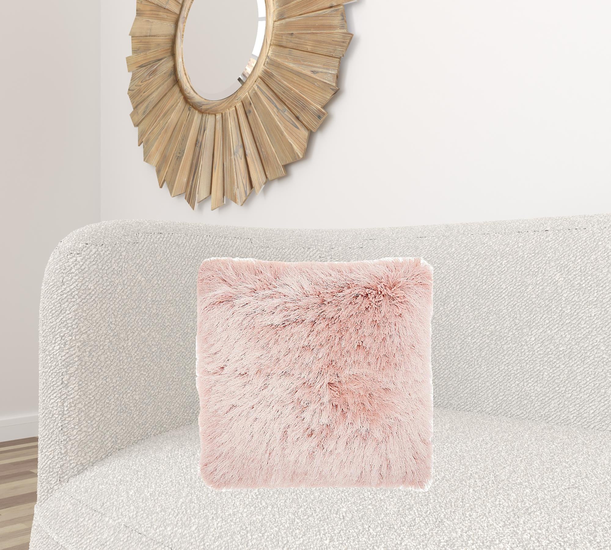 Plush Rose Shag Accent Throw Pillow