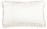 Long Ivory Shag Throw Pillow