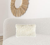 Long Ivory Shag Throw Pillow