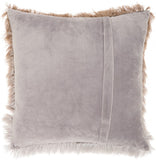 Plush Beige Silver Accent Throw Pillow