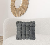 20" Dark Gray With Bling Quilted Velvet Throw Pillow