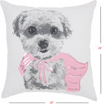 White And Pink Super Pup Throw Pillow