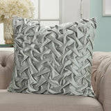 Pale Gray Pleated Velvet Throw Pillow