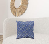 Cobalt Blue Gold Patterned Throw Pillow