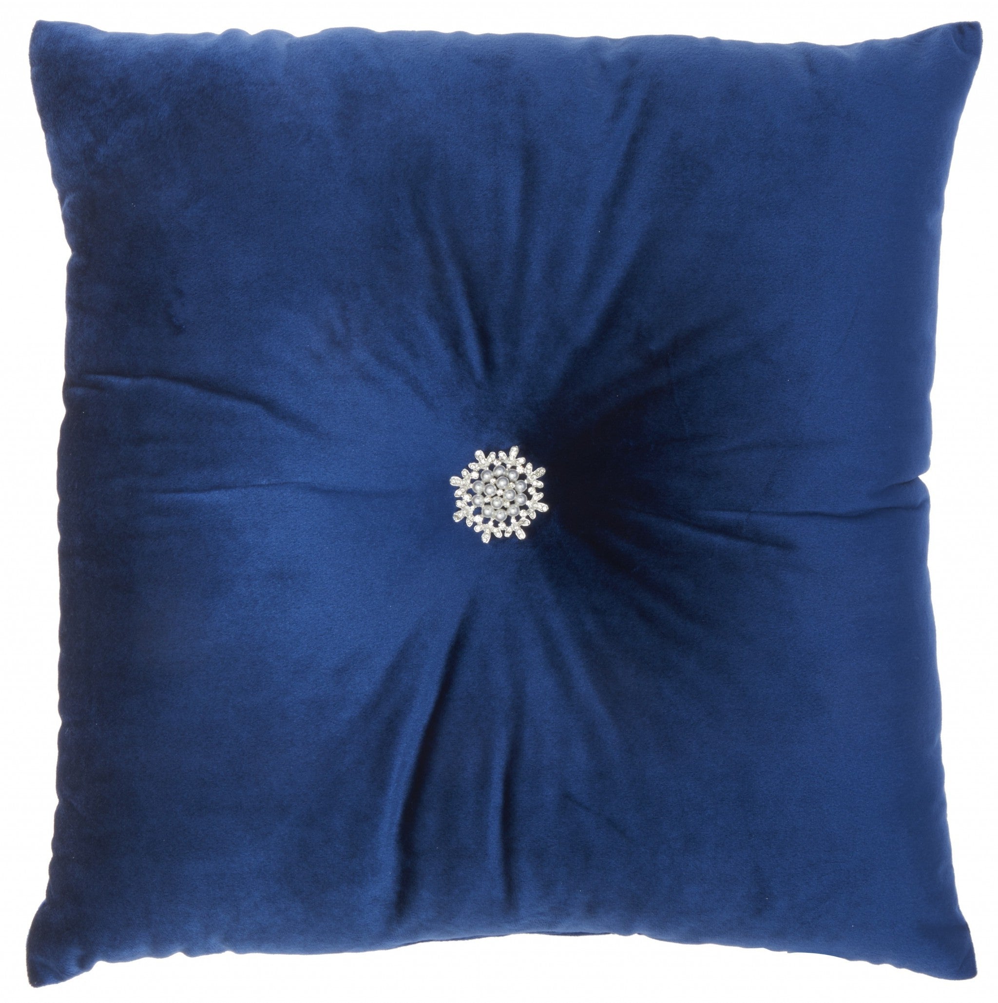 Royal Blue Center Beaded Tuft Throw Pillow