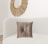 Light Brown Center Beaded Tuft Throw Pillow