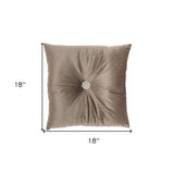 Light Brown Center Beaded Tuft Throw Pillow