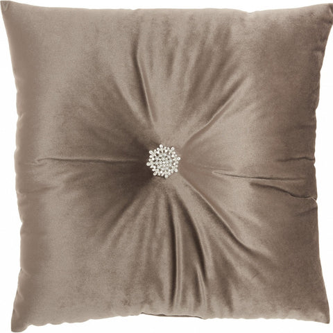 Light Brown Center Beaded Tuft Throw Pillow