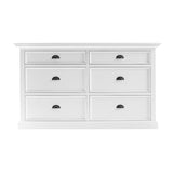 57" White Solid Wood Six Drawer Sideboard