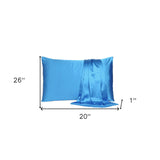 Bright Blue Dreamy Set Of 2 Silky Satin Standard Pillowcases