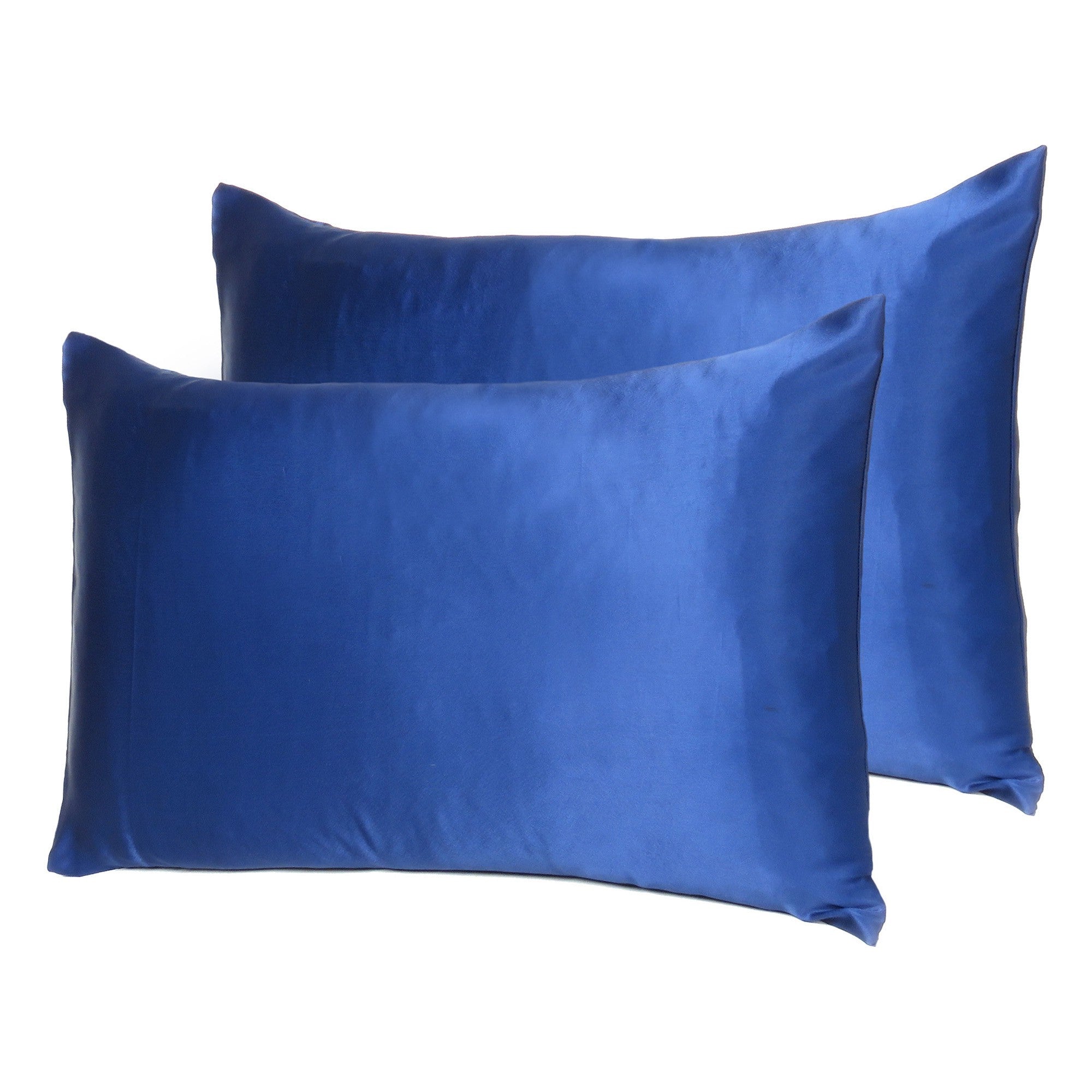 Navy Blue Dreamy Set Of 2 Silky Satin Standard Pillowcases