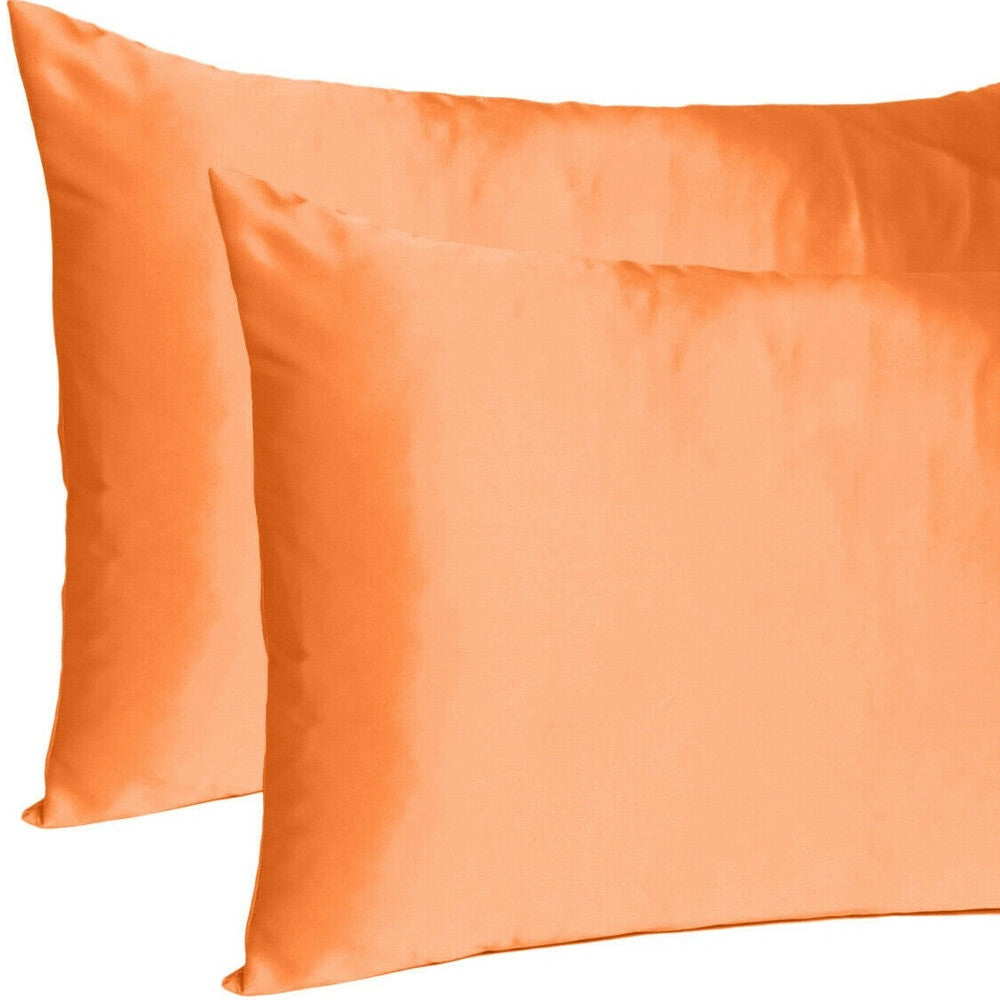 Orange Dreamy Set Of 2 Silky Satin Standard Pillowcases