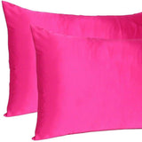 Fuchsia Dreamy Set Of 2 Silky Satin Standard Pillowcases