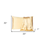 Pale Yellow Dreamy Set Of 2 Silky Satin Queen Pillowcases