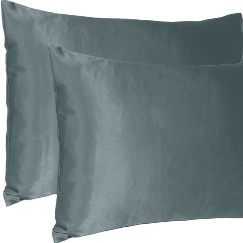 Gray Dreamy Set Of 2 Silky Satin Queen Pillowcases