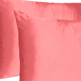 Coral Dreamy Set Of 2 Silky Satin Queen Pillowcases