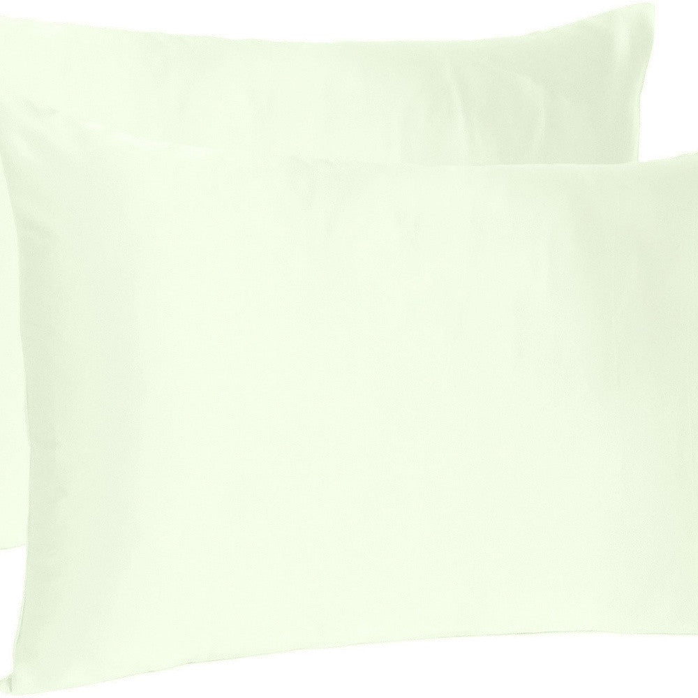 Ivory Dreamy Set Of 2 Silky Satin Queen Pillowcases