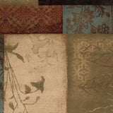 8’ Round Beige And Brown Floral Block Pattern Area Rug
