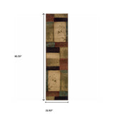 8’ Round Beige And Brown Floral Block Pattern Area Rug