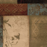 8’ Round Beige And Brown Floral Block Pattern Area Rug