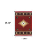 2’ X 3’ Red And Beige Ikat Pattern Scatter Rug