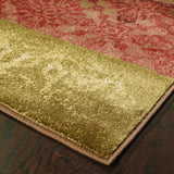 8’ Round Beige And Brown Floral Block Pattern Area Rug