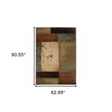 8’ Round Beige And Brown Floral Block Pattern Area Rug