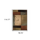 8’ Round Beige And Brown Floral Block Pattern Area Rug