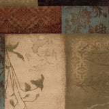 8’ Round Beige And Brown Floral Block Pattern Area Rug