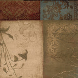 8’ Round Beige And Brown Floral Block Pattern Area Rug