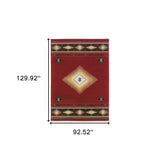 2’ X 3’ Red And Beige Ikat Pattern Scatter Rug