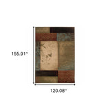8’ Round Beige And Brown Floral Block Pattern Area Rug
