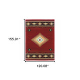 2’ X 3’ Red And Beige Ikat Pattern Scatter Rug