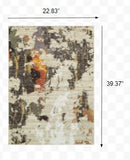 5’ X 7’ Abstract Weathered Beige And Gray Indoor Area Rug