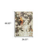 5’ X 7’ Abstract Weathered Beige And Gray Indoor Area Rug