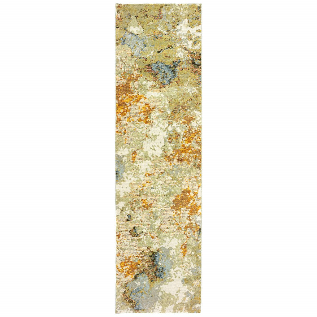 2’ X 3’ Modern Abstract Gold And Beige Indoor Scatter Rug