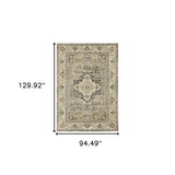10’ X 13’ Beige And Gray Traditional Medallion Indoor Area Rug