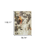 5’ X 7’ Abstract Weathered Beige And Gray Indoor Area Rug