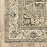 10’ X 13’ Beige And Gray Traditional Medallion Indoor Area Rug