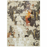 5’ X 7’ Abstract Weathered Beige And Gray Indoor Area Rug