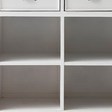 35" White Accent Cabinet With Two Drawers and Baskets