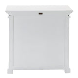 35" White Wood and Glass Two Door Accent Cabinet