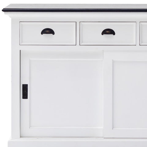 Modern Farmhouse Black And White Buffet Server With Sliding Doors