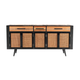 71" Natural Solid Wood Three Drawer Sideboard