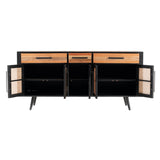 71" Natural Solid Wood Three Drawer Sideboard