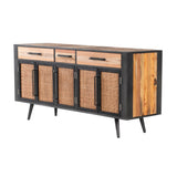 71" Natural Solid Wood Three Drawer Sideboard